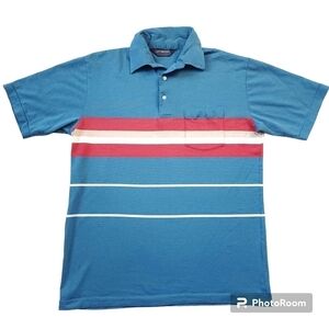Vintage Puritan sz L Stripe Colorblock Polo